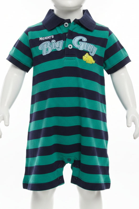 Green/Navy Striped Carters Short One Piece, 2T B