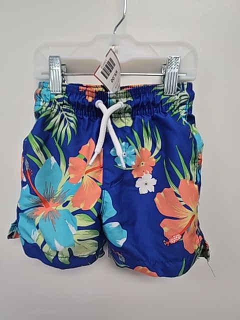 Blue/Colorful Flowers/Leaves Childrens Place Swim Trunks, 2T B