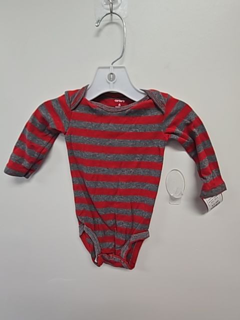 Red/Grey Carters Longsleeve Onesie, 6M B