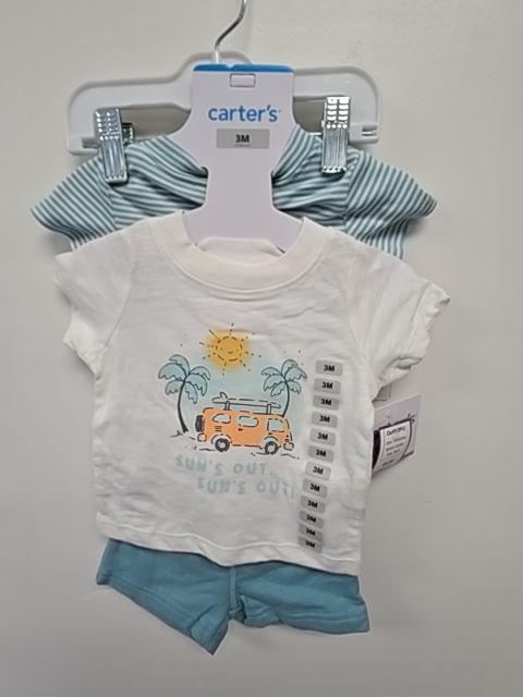 White/Blue Carters Outfit(3Pc), 3M B