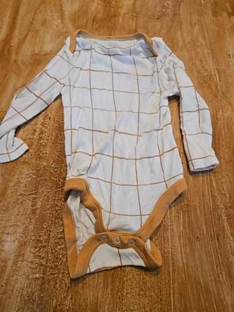 Brown/ white stripe Cloud island Long sleeve onesie, 6M B