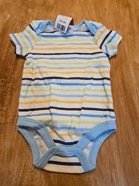 Colorful Striped Little Chickadees Onesie, 6M B