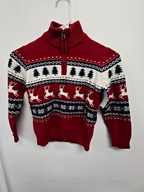 Red/White/Green/Navy Childrens Place Sweater, 7 B
