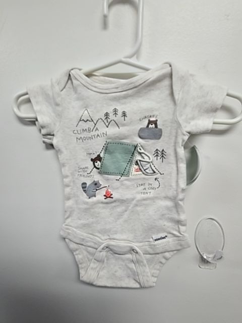 Grey Camping Gerber Onesie, NB B