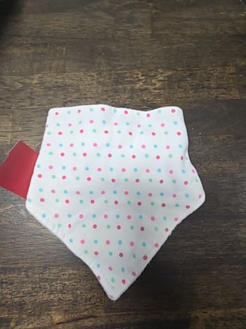 White/Pink/Blue Polka Dot  Bib