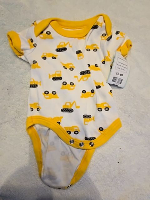 white/yellow Swiggles Construction Onesie, 0-3M B