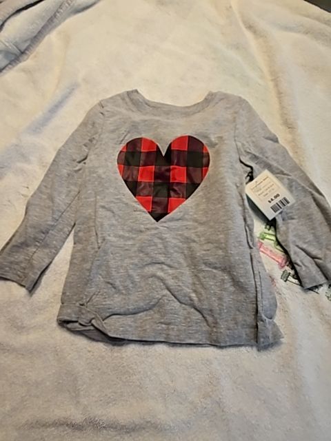 Grey/Red/Black Heart Cat & Jack Longsleeve Shirt, 2T G