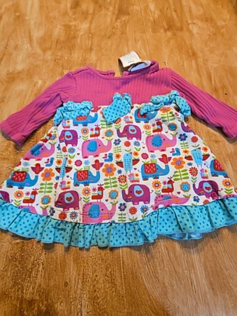 Purple/White/Blue Animals Rare Too Dress, 12M G