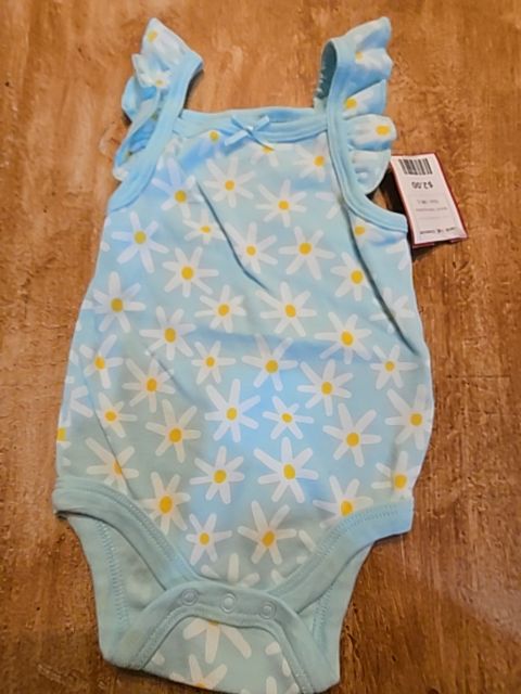 Blue/White Flower Sterling Baby Tank Top Onesie, 9M G
