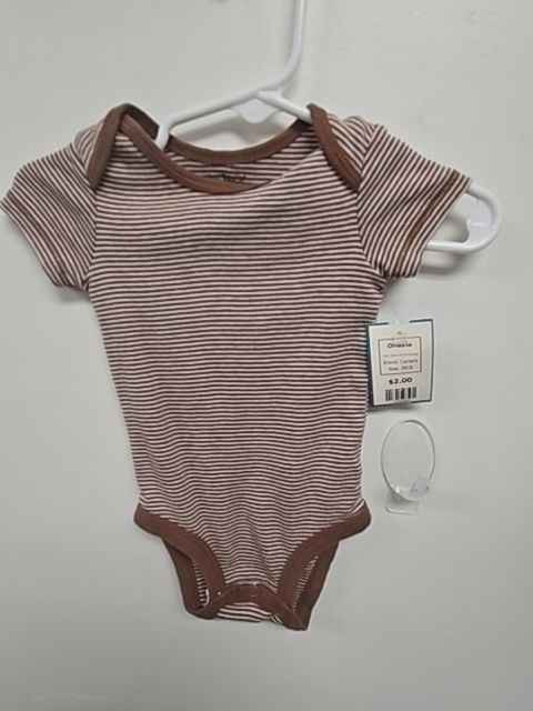 Brown/White Striped Carters Onesie, 3M B