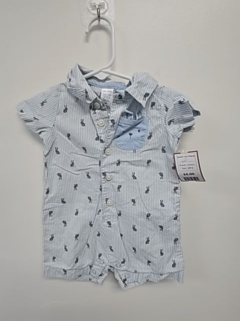Blue/White Striped Bunny Carters Short One Piece, 6M B