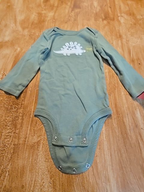 Green Dino Carters Lognsleeve Onesie, 12M B
