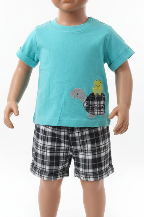 Blue/Grey Plaid Carters Outfit, NB B