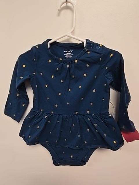 Blue/Gold Star Carters Longsleeve Onesie, 18M G