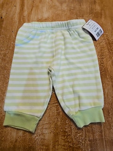 Green/White Striped Garanimals Pants, NB B
