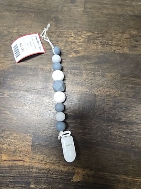 Grey/White  Pacifier Clip