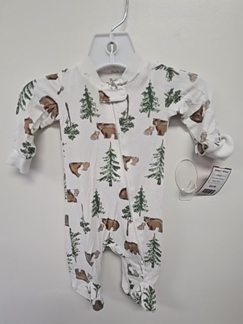 White/Brown/Green Bear/Tree Baby Essentials Sleeper W/Hat, NB B