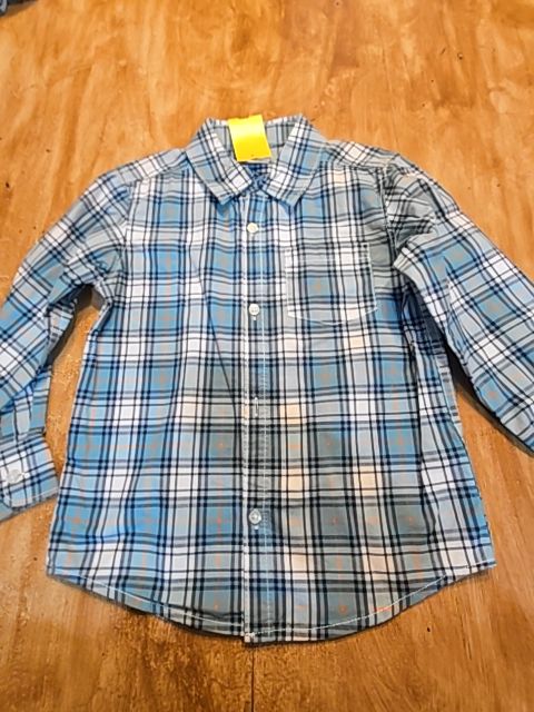 Blue/White Plaid Carters Longsleeve Button Up, 5T B