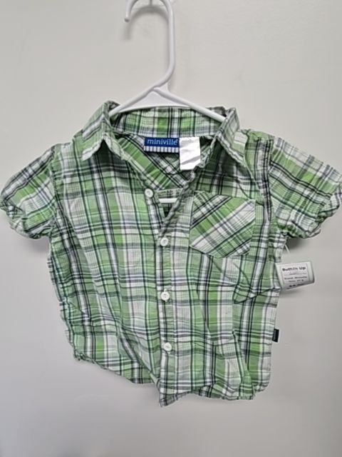 Green/Blue/Grey Plaid Miniville Button Up, 3T B