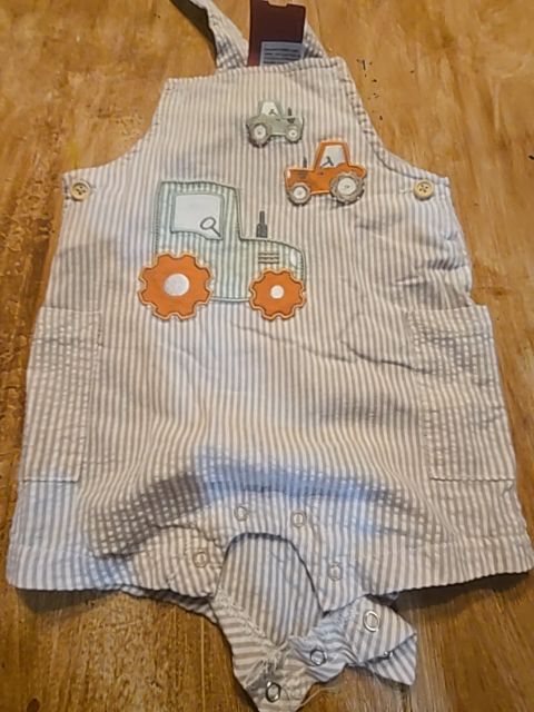 Brown/White Striped Farm Baby Essentials Bib Shorts, 18M B