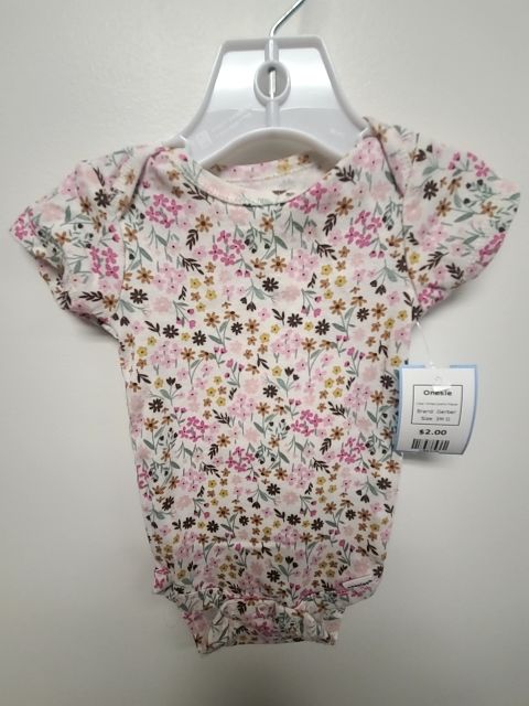 White/Colorful Flower Gerber Onesie, 3M G