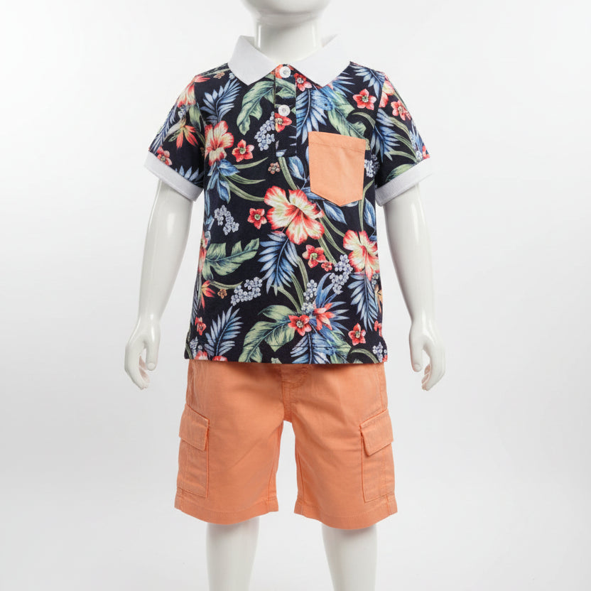 Black/White/Orange Boutique Outfit, 18M B