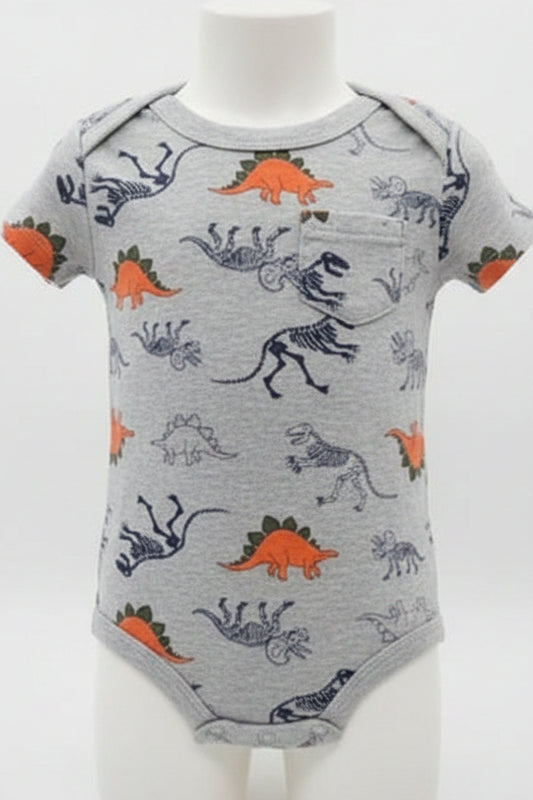 Grey/Orange/Navy/Green Dino Carters Onesie, 12M B
