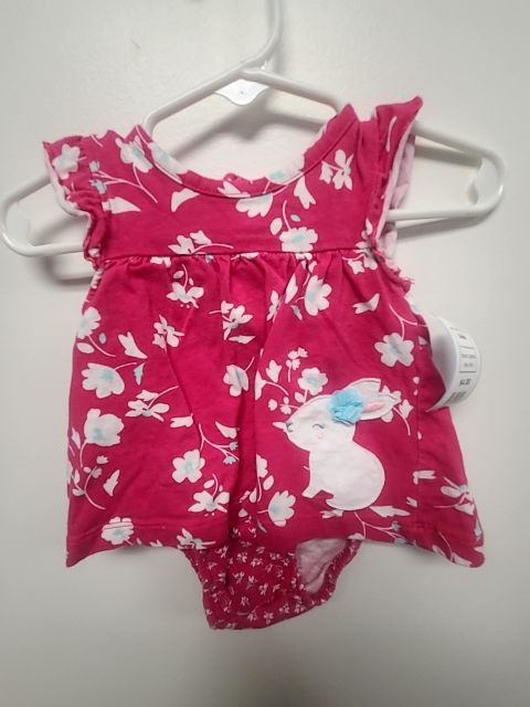 Pink/White Bunny/Flower Carters Dress, 3M G