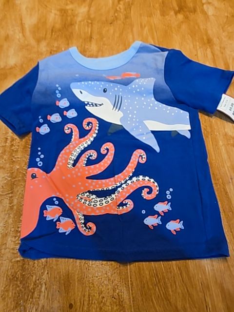 Blue/Orange Shark/Octopus Childrens Place Shirt, 3T B