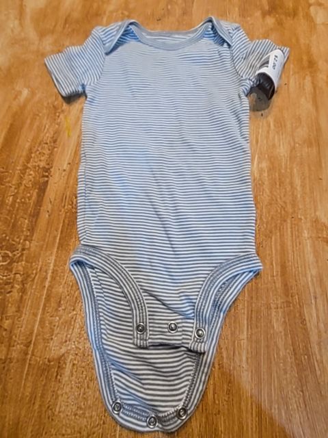 Blue/White Striped Carters Onesie, 12M B