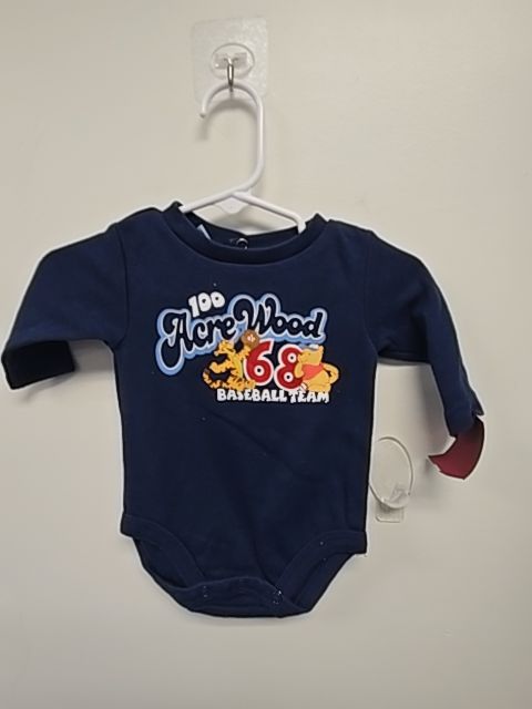 Navy Winnie The Pooh Disney Longsleeve Onesie, NB B