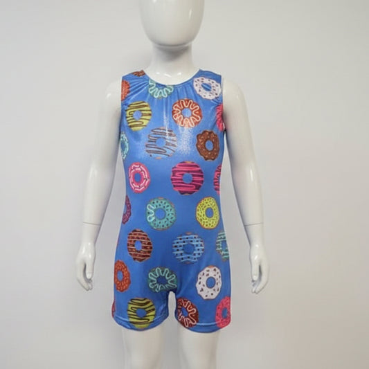 Blue/Colorful Donut Boutique Gymnastics Leotard, 3T G