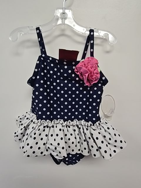 Navy/White Polka Dot Little Me Swim Suit, 18M G