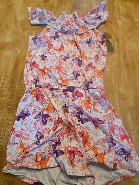 Pink/Purple/Orange Butterflies Wonder Nation Short Romper, 6 G