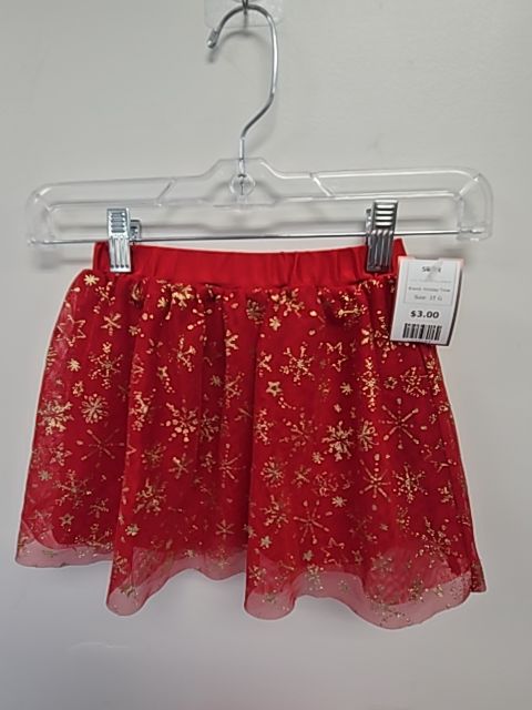 Red/Gold Snowflakes Holiday Time Skirt, 3T G