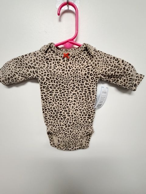 Brown Cheetah Carters Longsleeve Onesie, NB G