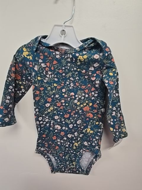 Green/Pink Floral Carters Longsleeve Onesie, 18M G
