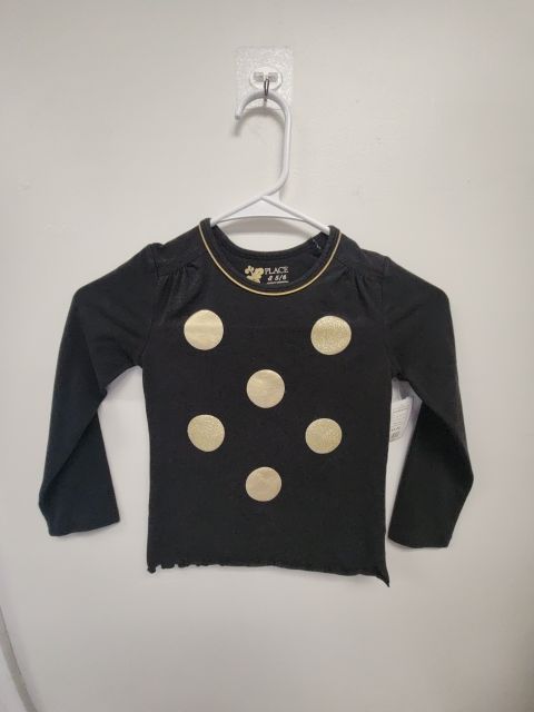 Black/Gold Polka Dot Childrens Place Longsleeve Shirt, 5/6 G