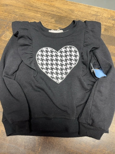 Black/White Heart Btween Longsleeve Shirt, 4T G