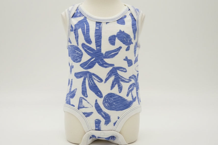 White/Blue Carters Tank Top Onesie, NB B