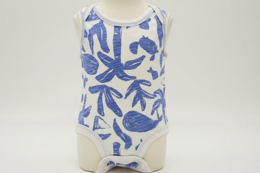 White/Blue Carters Tank Top Onesie, NB B