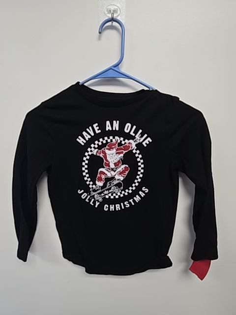 Black/Red/White Santa Holiday Time Longsleeve Shirt, 6 B
