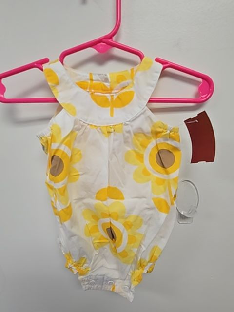 White/Yellow Flower Carters Bubble Romper, 3M G