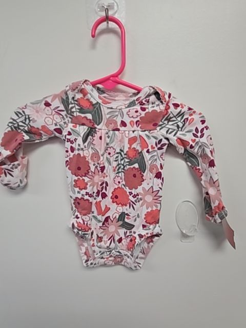White/Pink/Green Flowers Carters Longsleeve Onesie, NB G