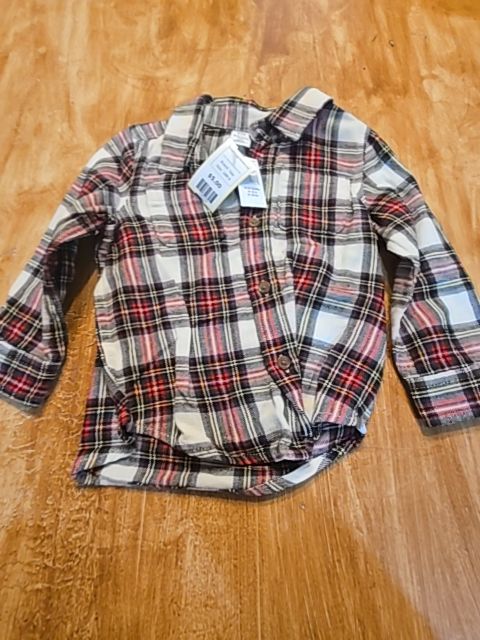 Red/Green/Cream Plaid Gap Longsleeve Button Up, 18M B