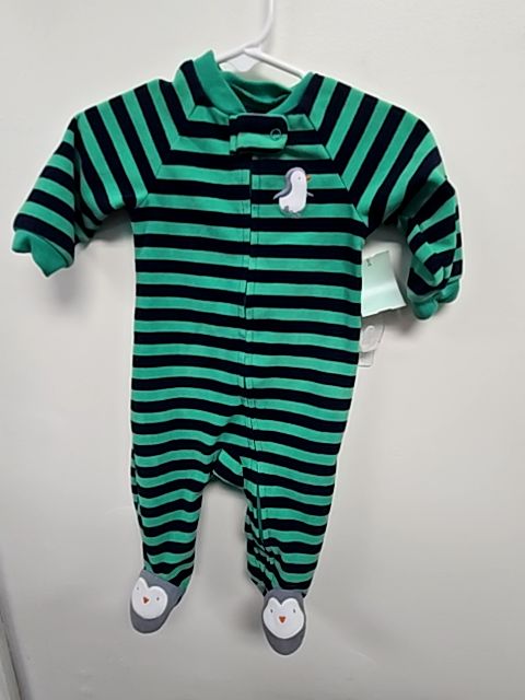 Green/Navy Striped Carters Sleeper, 6M B