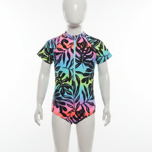 Colorful/Black Leaf Wonder Nation Swim Suit, 7 G