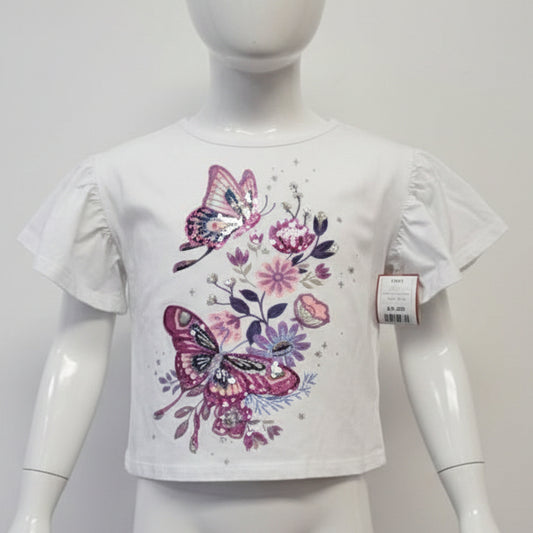 White/Pink Butterfly Isaac Mizrahi Shirt, 5T G