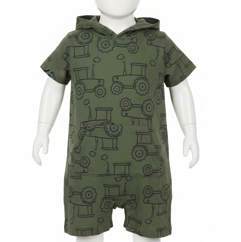 Green/Navy Tractor Carters Short One Piece, 12M B