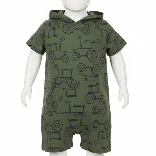 Green/Navy Tractor Carters Short One Piece, 12M B